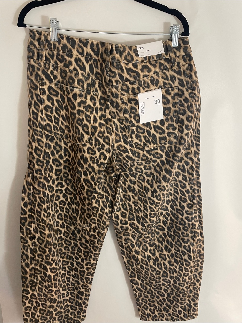 Vervet Women’s Leopard Print Barrel Leg Pants - Tan & Black - Picture 3 of 6